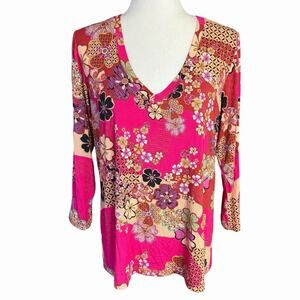 Johnny Was Pink Floral Top